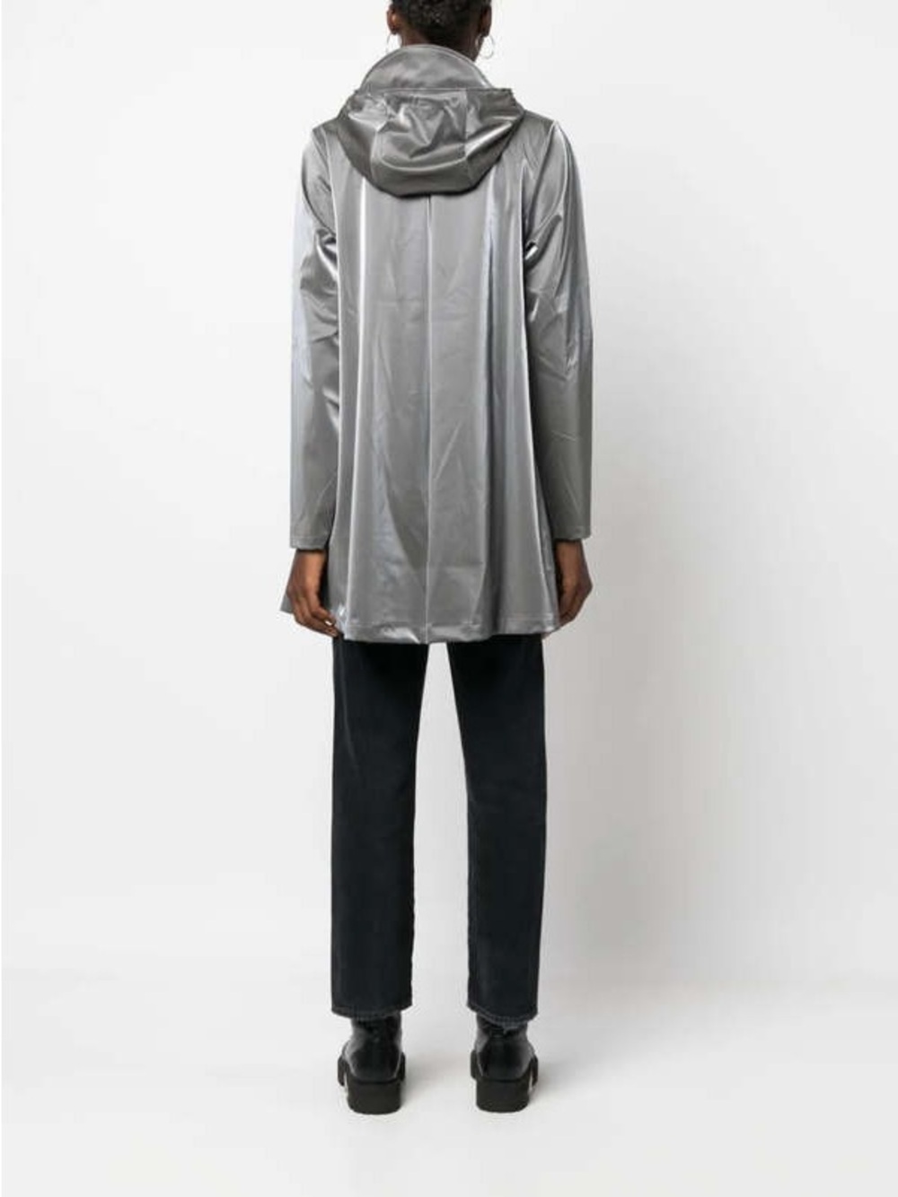 RAINS A-Line Jacket W3- Metallic Grey Small NWT MSRP $140 - Picture 3 of 14